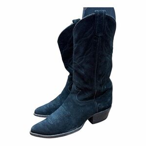 Tony Lama Men's size 9.5D Western Cowboy Boots Suede Roughout  Black